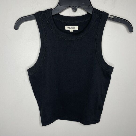 MADEWELL Crop Tank Women XS Supima Rib Sleeveless Top NEW Cotton Stretch NF469 - Picture 4 of 15